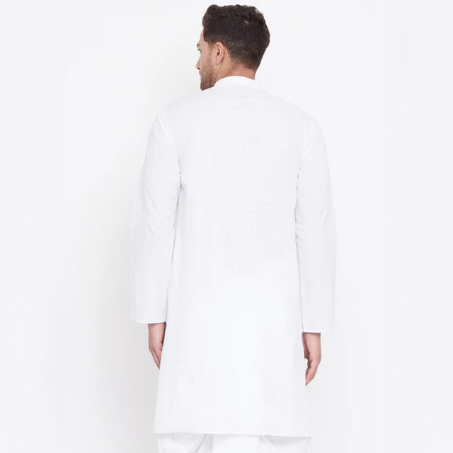 Vastramay Men's Cotton Kurta | White - L