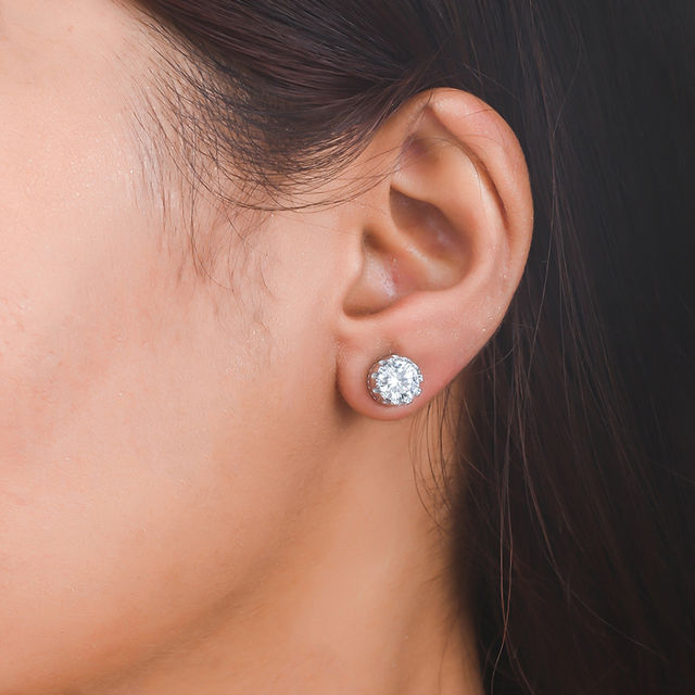 Voylla 925 Sterling Silver Cz Stone Twirl Stud Earrings