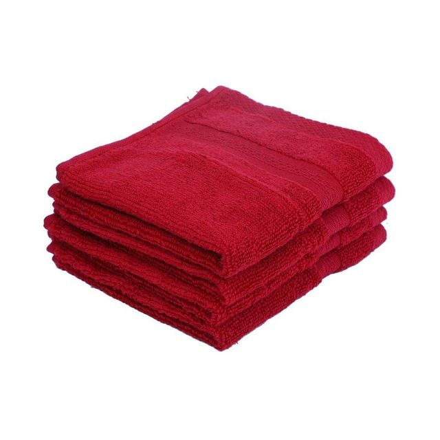 Bianca Face Towel Soft Red | Set of 4 - 30cm x 30cm