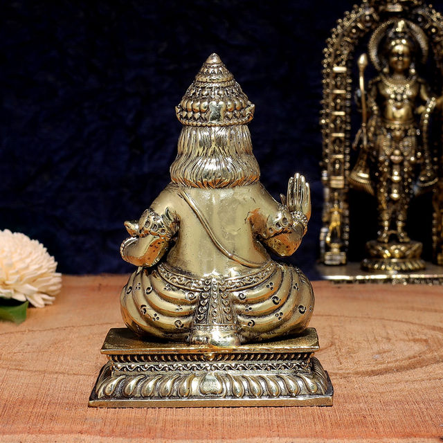 Aksharveda Intricate Brass Kuber Murti - 4 inch
