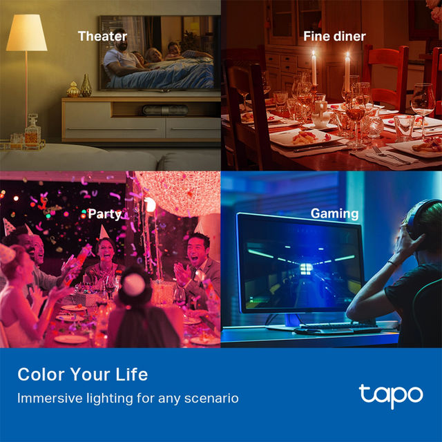 TP-Link Tapo L530B(2-Pack) Smart Wi-Fi Light Bulb, | B22 Holder |, 8.7W, Compatible with Alexa, Multicolor