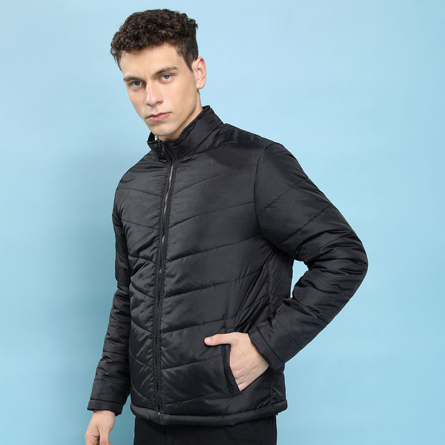 Buy Highlander Men's Stand Collar Padded Jacket | Black - L Online