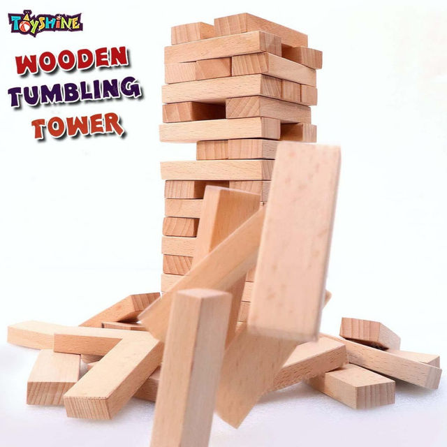 Toyshine Wooden 54 Wooden Building Block Tumbling Tower Party Game