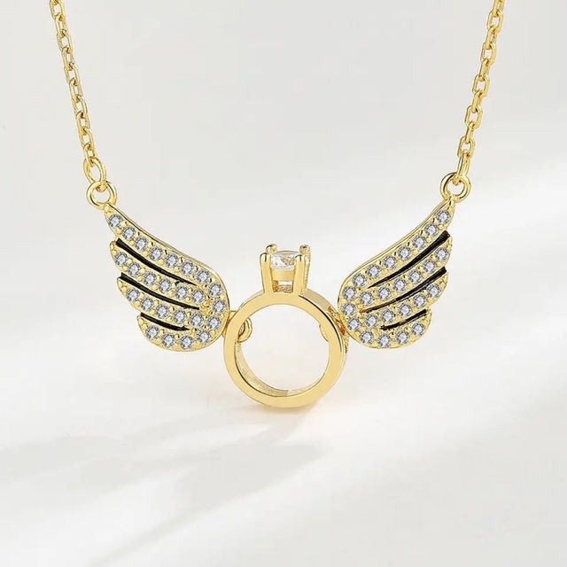 Salty Fashion Gold Color Angel Wings Necklace for Women