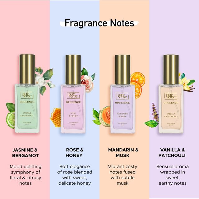 Puresense Into The Bloom Perfume Gift Set (Vanilla+Mandarin+Jasmine+Rose) - For Women