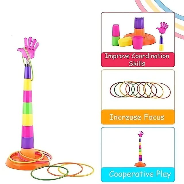 Toyshine 2-in-1 Ring Toss Game | Shape Sorter & Aim & Strike Fun - Multicolour