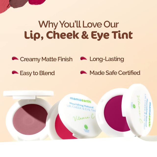 Mamaearth Nourishing Natural Lip Cheek & Eye Tint With Vitamin C & Rose- 03 Rose Pink