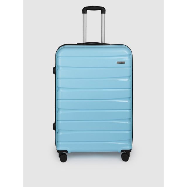 Teakwood Textured Polycarbonate 95.5 L Retractable Trolley Bag | Blue - L