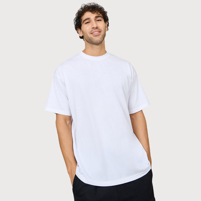 Buy Styli Men's Oversized Tee with Back Print | White - L Online