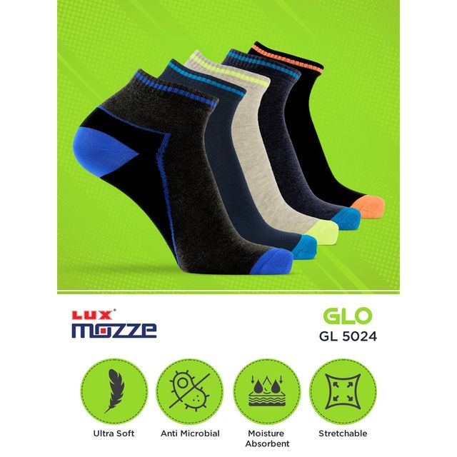 Lux Mozze Men's Solid Cotton Ankle Socks | Assorted - Free Size