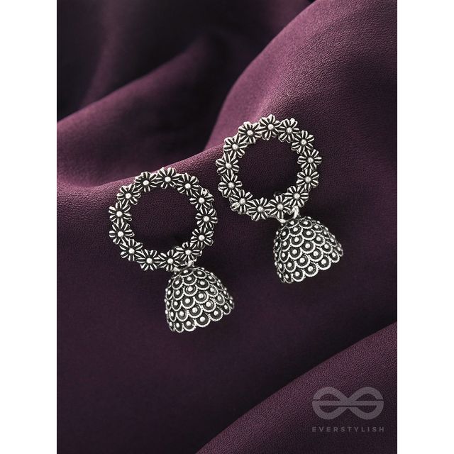 Everstylish The Frosty Wreath- Oxidised Jhumka Earrings