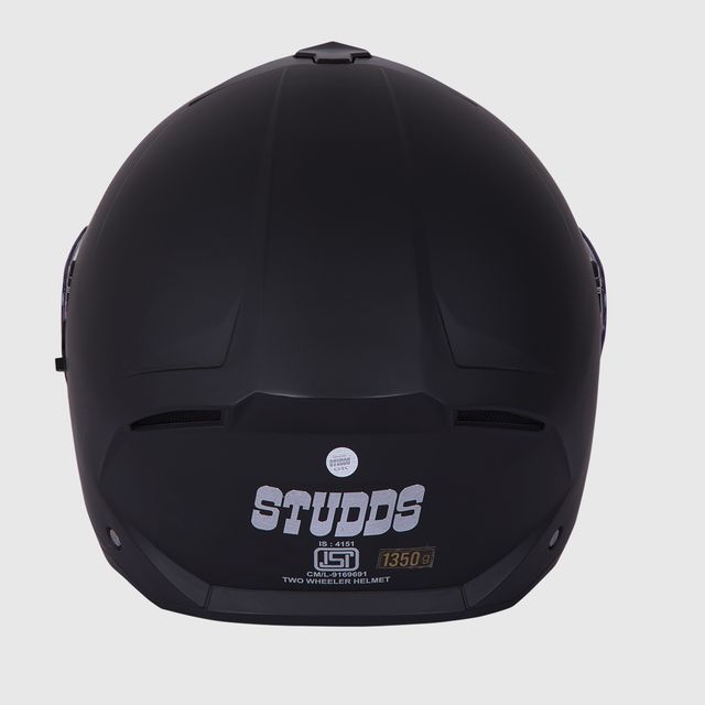 Studds Trooper ISI-DOT CertifiedFlip-up Helmet with Dual Visor |Matt Black - L