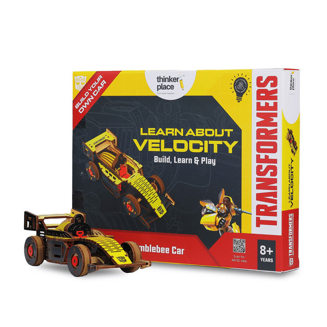 ThinkerPlace Transformers Bumblebee Racing Kit | Build, Learn & Play with Pull-Back Car (Age 8+)
