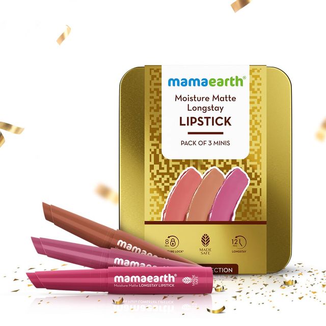 Mamaearth Moisture Matte Longstay Lipstick Pack of 3 Minis - Nude Perfection
