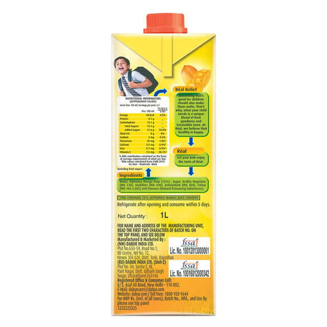 Dabur Real Fruit Power Juice - Alphonso Mango 1 l Combo