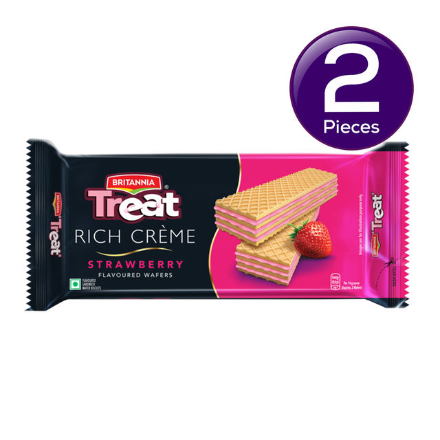Britannia Treat Rich Crème Strawberry Flavoured Wafers 55 g Combo