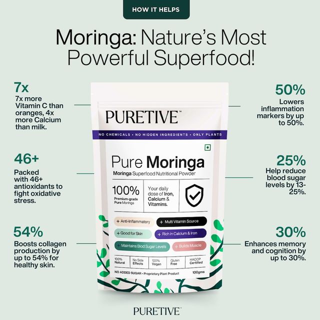Puretive Pure Moringa Powder for Energy and Immunity