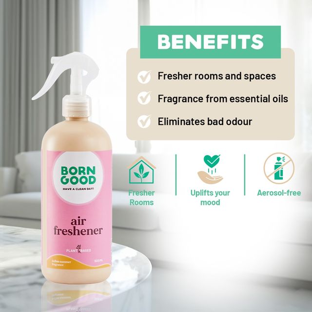 Born Good Air Freshener Spray For Home And Office | Plant Based | Biodegradable And Non-Toxic 500 ml X 2 Combo