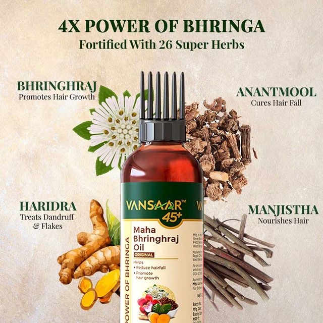 Vansaar 45+ Maha Bhringraj Oil With Neem Comb