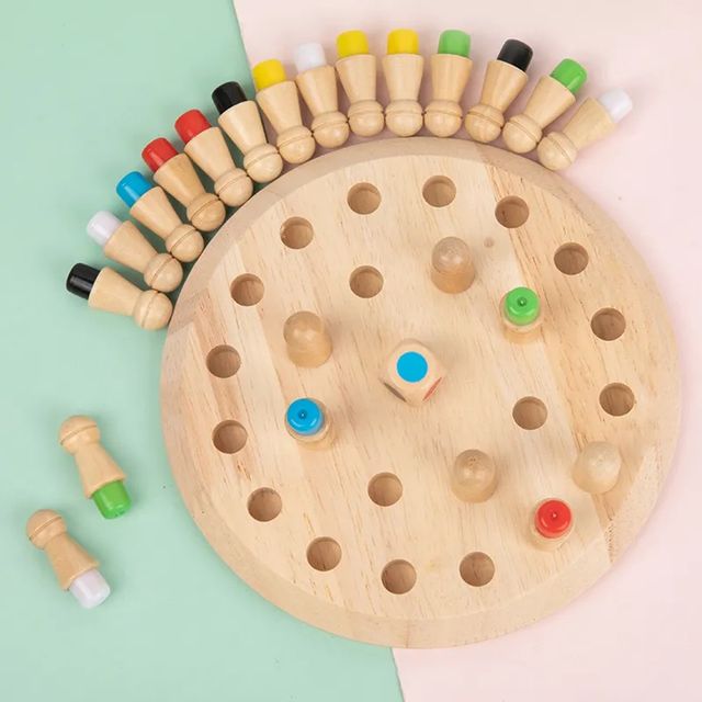 Fablue Wooden Memory Match Stick Chess Game Set Board Game for Boys & Girls - Learning Toy