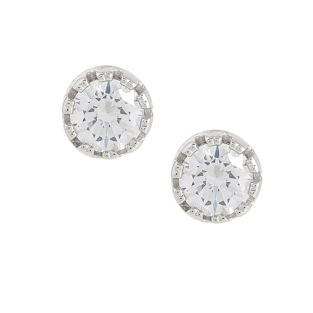 Voylla 925 Sterling Silver Cz Stone Twirl Stud Earrings