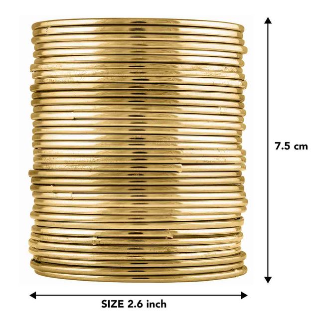 Peora Traditional Antique Look Oxidised Gold Plated Metal Bangle Set for Women (Gold, 2.6 inch)