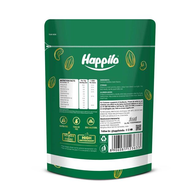 Happilo Premium Seedless Green Raisins Value Pack