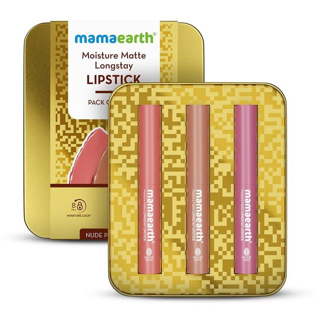 Mamaearth Moisture Matte Longstay Lipstick Pack of 3 Minis - Nude Perfection