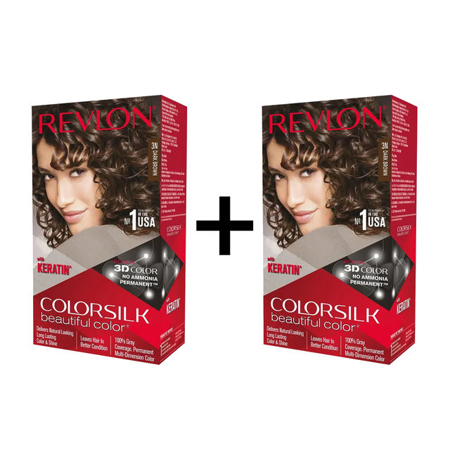 Revlon Color Silk Hair Color With Keratin 3N Dark Brown 90 ml X 2 Combo