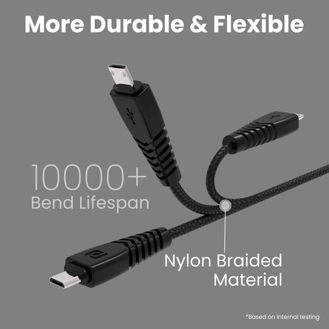 Portronics Konnect B Micro USB Cable - Black | Braided &  Tangle-Free | Fast Charging