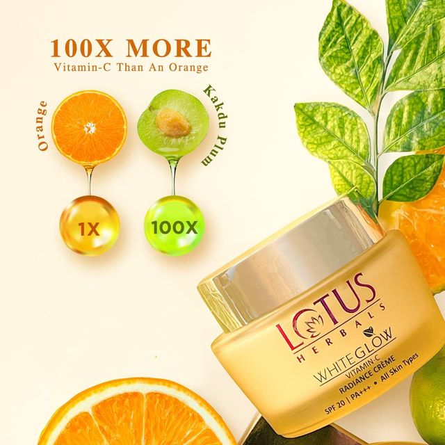 Lotus Herbals Whiteglow Vitamin C Radiance Cream Spf 20 For Dark Spots & Dull Skin