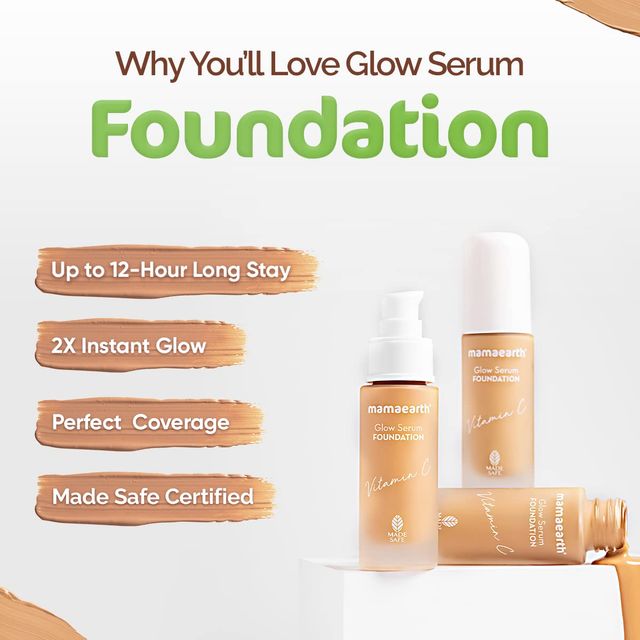 Mamaearth Glow Serum Foundation With Vitamin C & Turmeric For 12Hour Long Stay 01 Ivory Glow