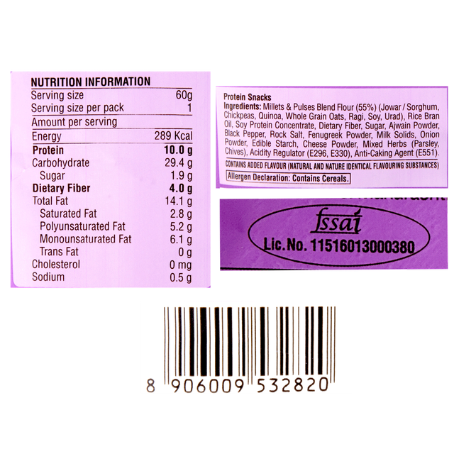 Ritebite Max Protein Cream & Onion 10G Multigrain Protein Chips, Healthy Snacks & Munchies