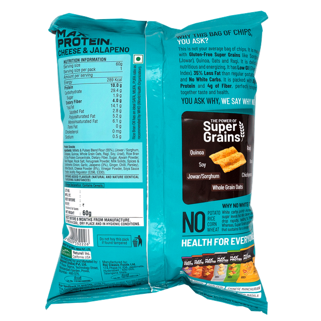 RiteBite Max Protein Chips Cheese & Jalapeno Protein Chips 60 g Combo