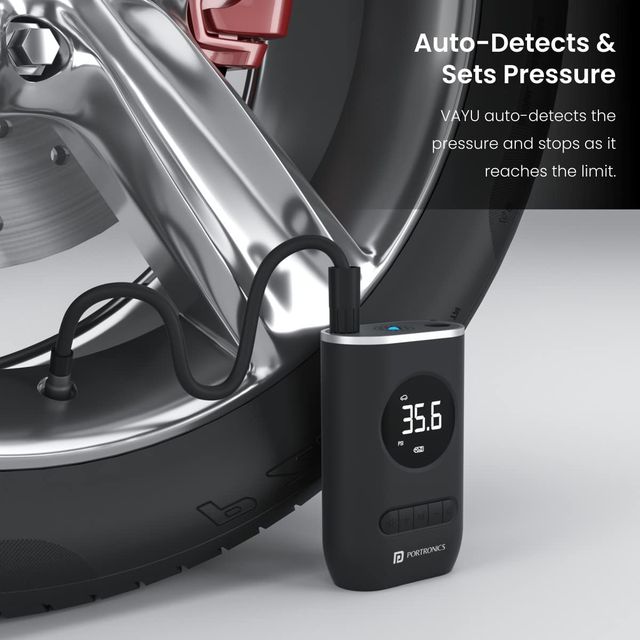 Portronics Tyre Inflator - Digital Display | 4000 Mah