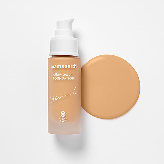 Mamaearth Glow Serum Foundation With Vitamin C & Turmeric For 12Hour Long Stay 05 Beige Glow