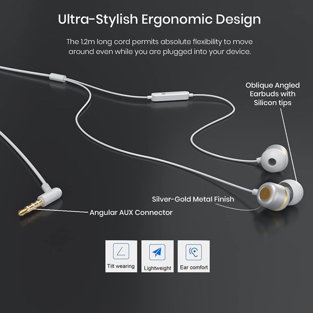 Portronics Conch 10 In-Ear Wired Earphone With 3.5Mm Jack Power Audio Built-In Mic Tangle Resistant(White)