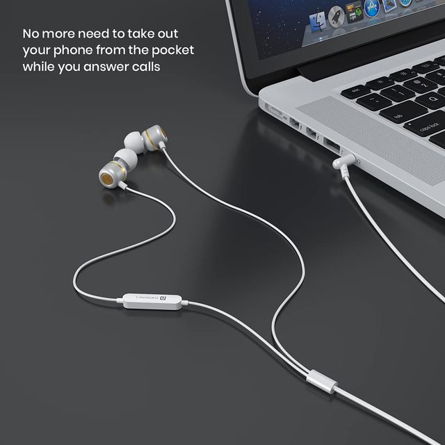 Portronics Conch 10 In-Ear Wired Earphone With 3.5Mm Jack Power Audio Built-In Mic Tangle Resistant(White)