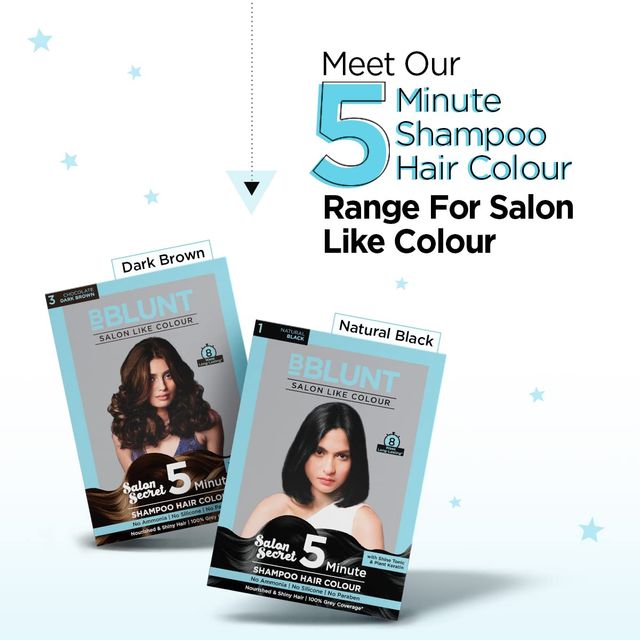 Bblunt Natural Black 5 Minute Shampoo Hair Colour For 100% Grey Coverage