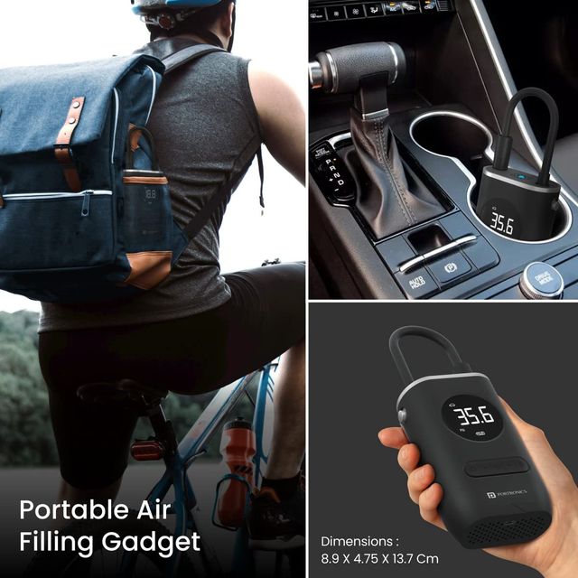 Portronics Tyre Inflator - Digital Display | 4000 Mah