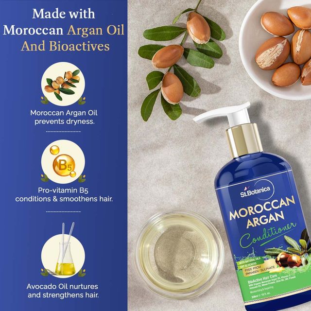 St.Botanica Moroccan Argan Hair Conditioner To Nourish Dull Dry & Frizzy Hair No Parabens