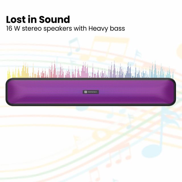 Portronics Radian (POR 1680) 16W Stereo Soundbar Speaker - RGB Lights