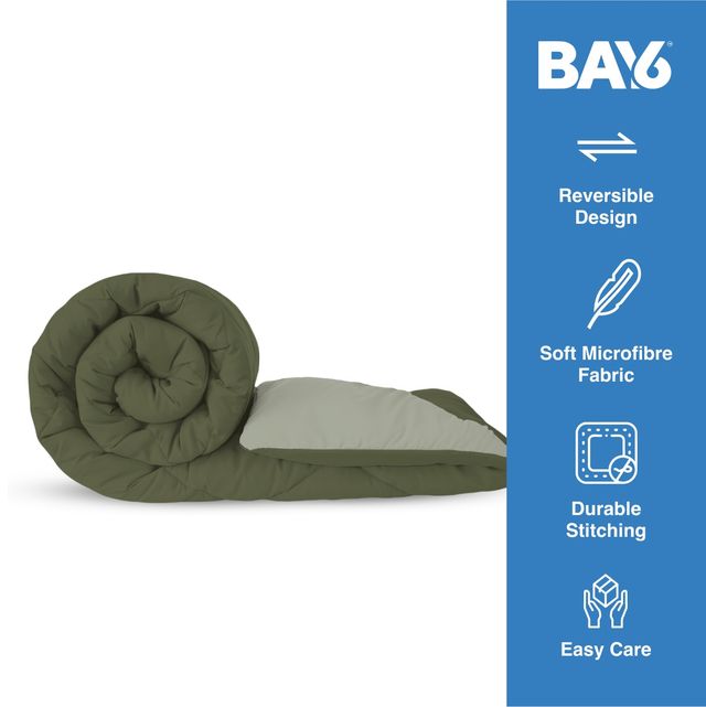 BAY6 Microfibre Solid Colour Double Bed Comforter - Olive/Green | 210 x 220 cm