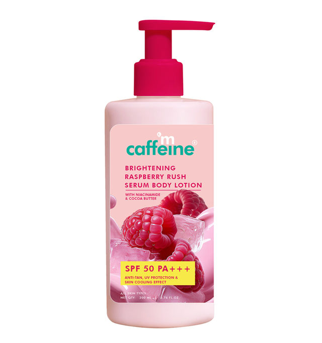 Mcaffeine Brightening Raspberry Rush Serum Body Lotion SPF 50 PA+++