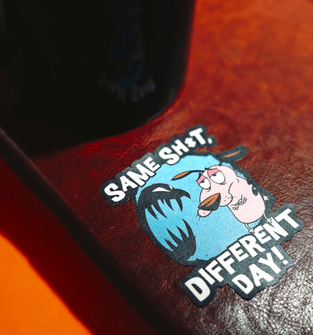 House Of Festivals Same Shot, Different Day - Courage The Cowardly Dog Official Sticker
