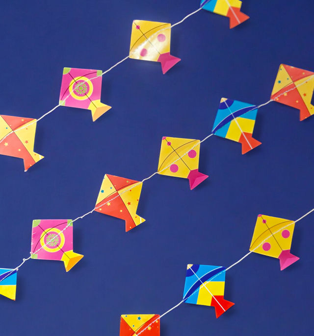House Of Festivals | Paper Kites Bunting | Pack of 1 | 3 pcs