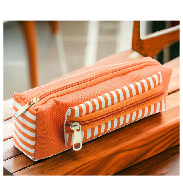 Double Zipper Multi design Stationery/Travel Pouch, Assorted Color