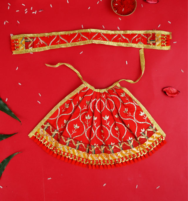 ServDharm Red Mata Lehenga Patka