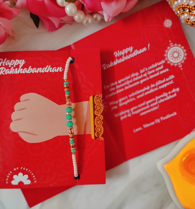 Snickers Miniatures Peanut Chocolate Bar(180gms) & Beautifully Weaved Moti Rakhi In Pastle Green & White Color(1pc) Combo