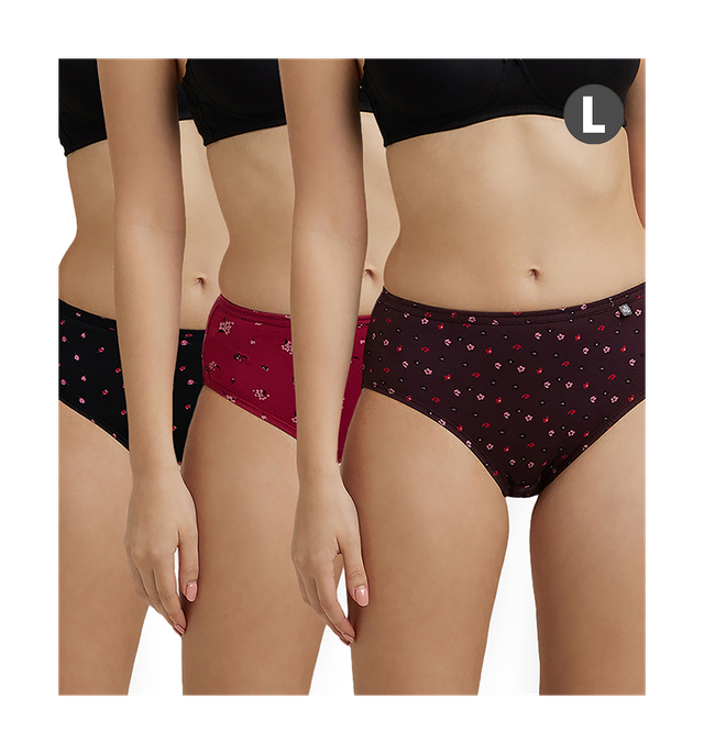 Jockey Women's Printed Super Combed Cotton Hipster Panty | Multicolour - L